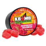KBomb Kratom Gummies bundle in UV-sealed containers showcasing natural, vegan, non-GMO sweet treats infused with 15mg Mitragynine for energy and focus