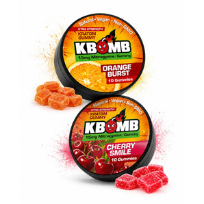 KBomb XTRA Strength 15mg kratom extract gummies in sealed container