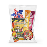 Kratom Bomb Bag variety pack with gummies, softgels, ultramix packs, and liquid shot products