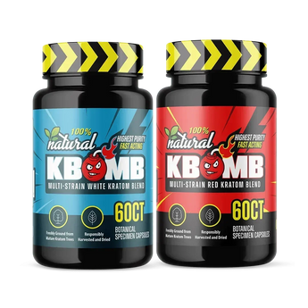 Day and Night kratom bundle with White and Red Multi-Strain capsules