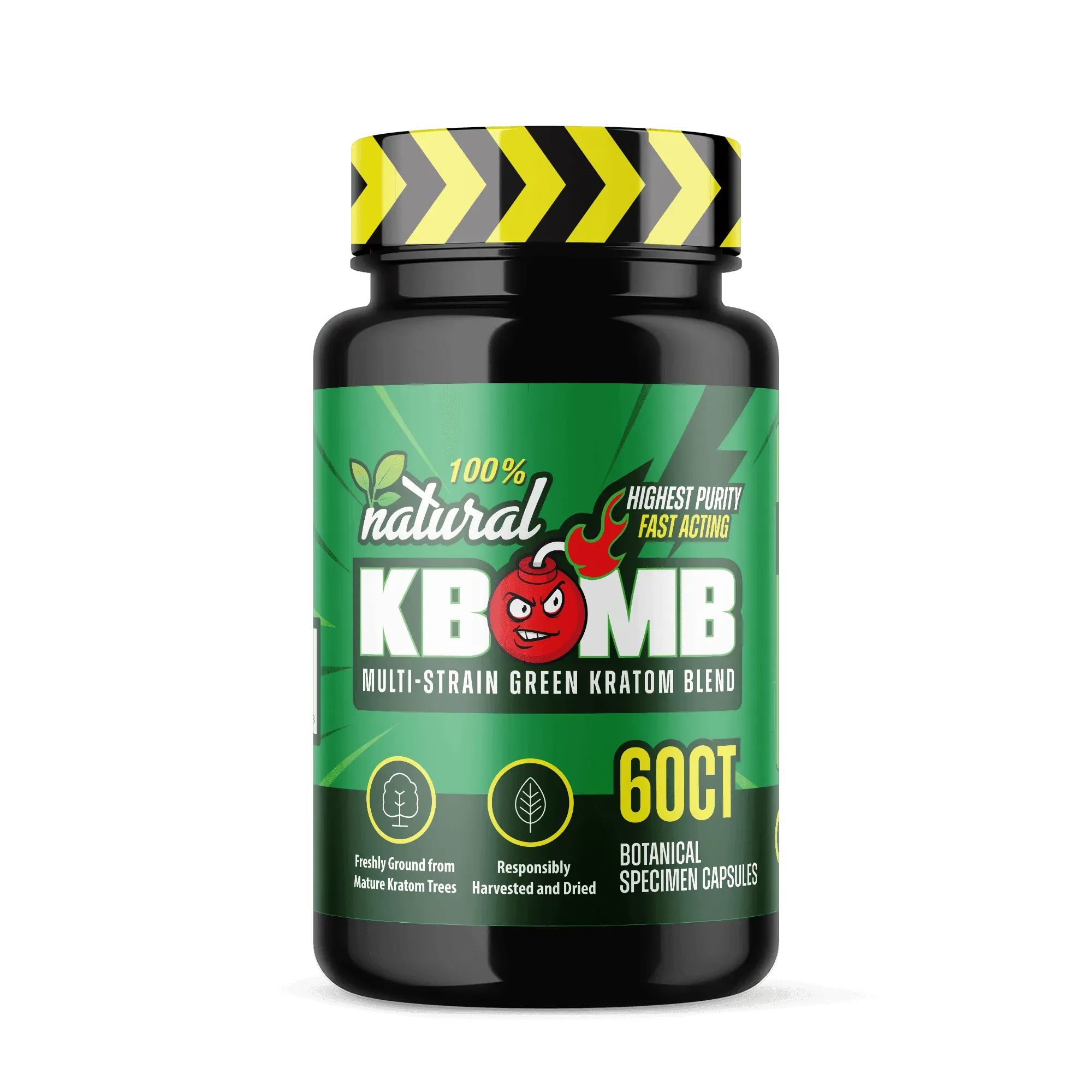 Green Multi-Strain Kratom Blend Capsules (500mg) - KBomb Kratom