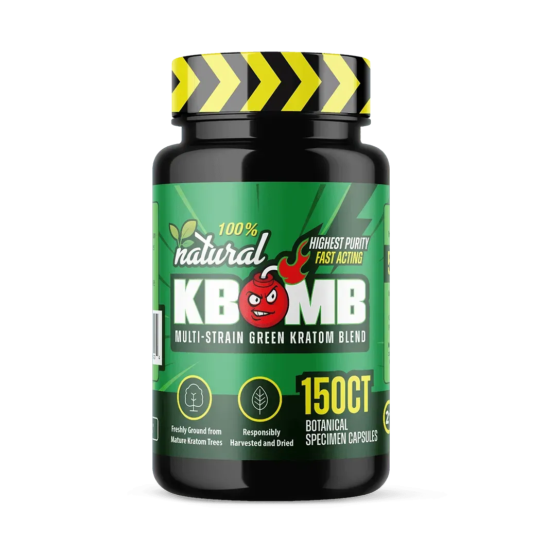 Green Multi-Strain Kratom Blend Capsules (500mg) - KBomb Kratom