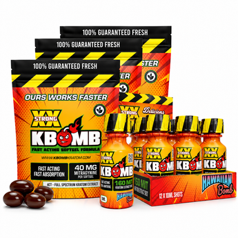 Life Of The Party Bundle with Kratom soft gels and liquid shots for energy and mood boost