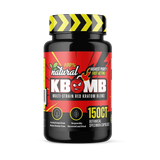 KBomb Multi-Strain Red Kratom capsules bottle with vegan supplement pills