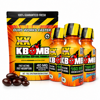 Multi Stress Relief bundle with Kratom softgels and liquid shots for natural stress relief and calm