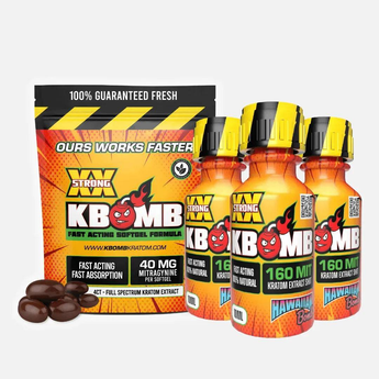 Multi Stress Relief bundle with Kratom softgels and liquid shots for natural stress relief and calm