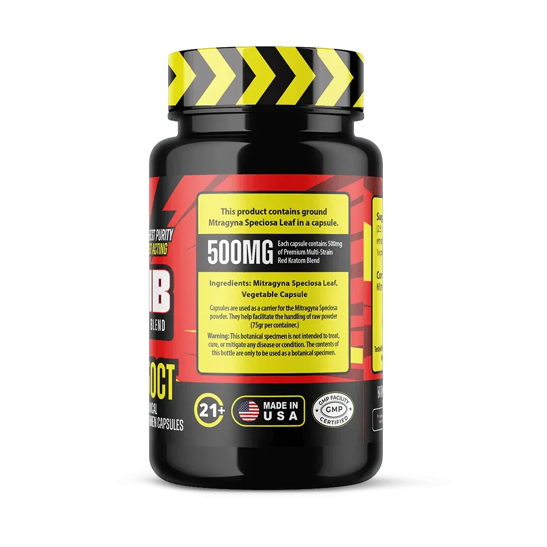 Red Multi-Strain 500mg Kratom Capsules - KBomb Kratom