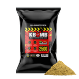KBomb Red Multi-Strain Kratom powder blend in container showcasing natural finely ground red kratom powder
