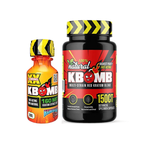 Soothing Night Cap Kratom Bundle with red capsules and extract shot for relaxation and stress relief at night