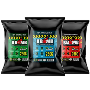 The KBomb Experience Pack powders with three multi-strain blends for achieving desired results