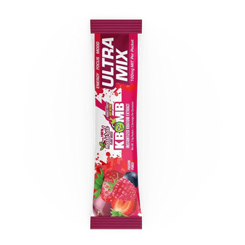 KBomb Ultra Mix Instant Kratom powder sachets with fruit flavor and water-soluble Mitragynine for enhanced kratom experience