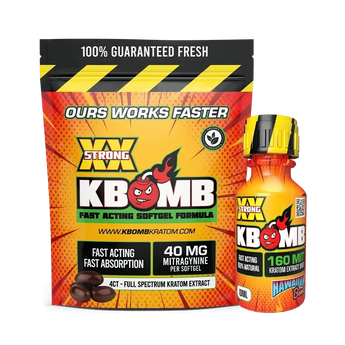 Uplifting kratom duo with 40mg extract softgels and a liquid shot