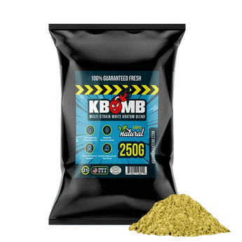 White Multi-Strain kratom powder blend by KBomb Kratom