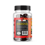 Bottle of 30 KBomb Kratom Extract Softgels with 40mg Mitragynine per softgel, fast-acting natural Kratom supplement