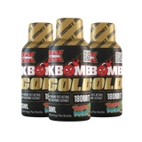 KBomb 180mg Kratom Liquid Gold Shot bottle with tropical flavor and potent Mitragynine extract