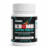 Bottle of 50mg KBomb Super Tab XS on a white background