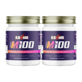 Bottle of Magic 100 Tabs mitragynine alkaloid tablets with dosage instructions and label