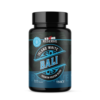 Island White Bali Kratom Capsules blend for smooth energy and mental clarity with White Ivory Horn focus