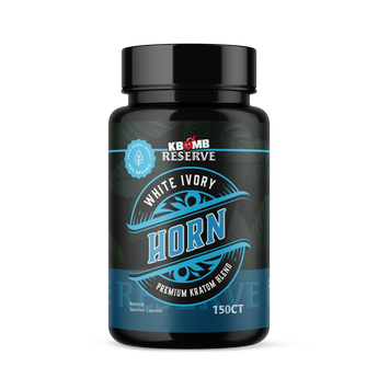 White Ivory Horn Kratom capsules blend for energy and mental well-being