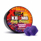 KBomb Big Juicy 50mg red apple kratom extract gummies in sealed reclosable container