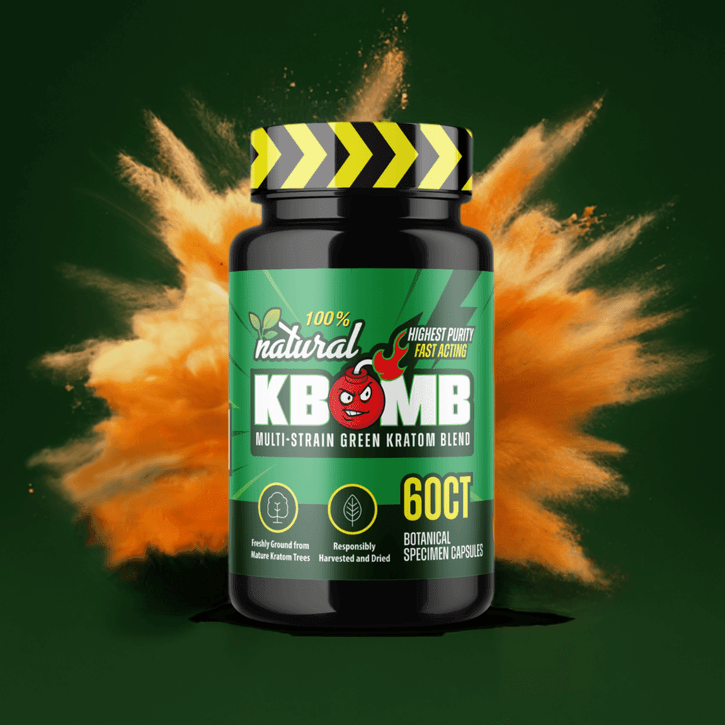 Green Multi-Strain Kratom Mitragynine Capsules - KBomb Kratom