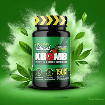 Green Multi-Strain Kratom Mitragynine Capsules - KBomb Kratom