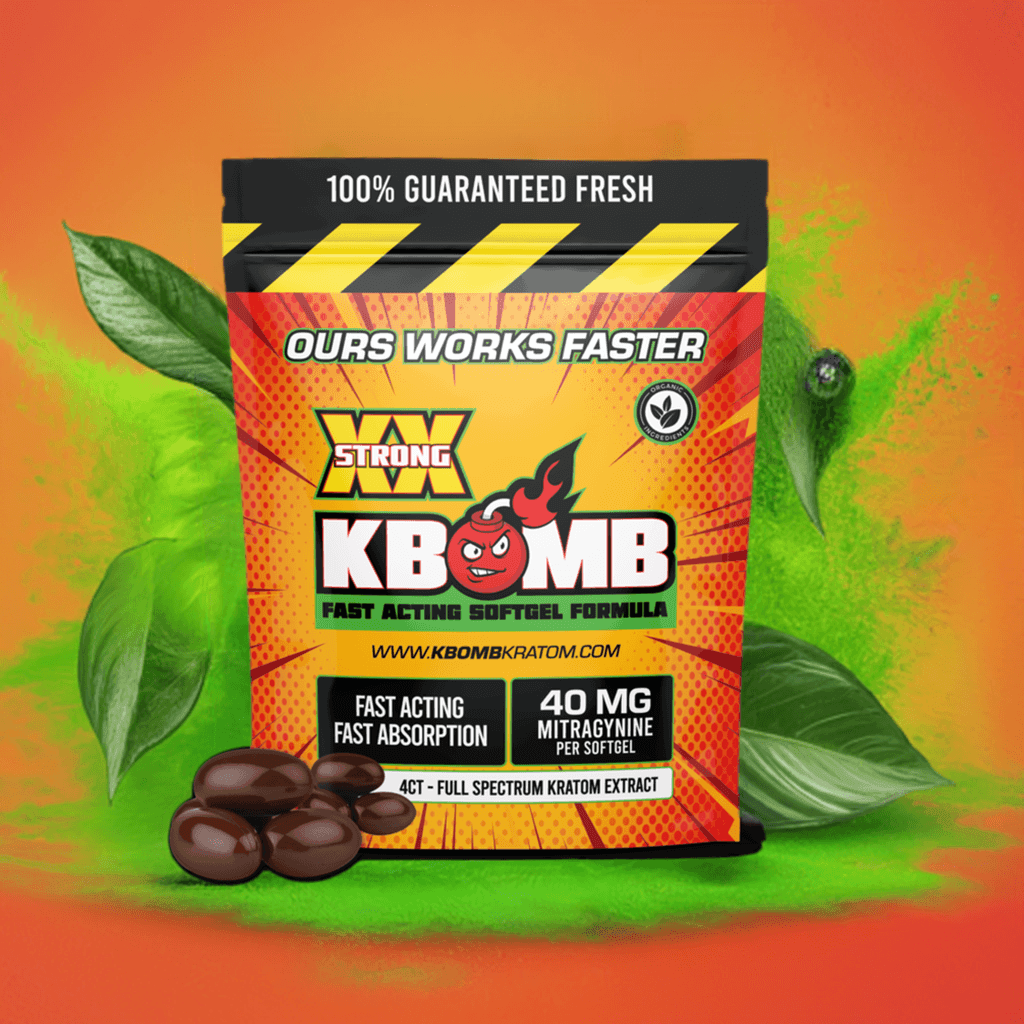 KBomb 40mg Mitragynine Kratom Liquid Capsules - KBomb Kratom