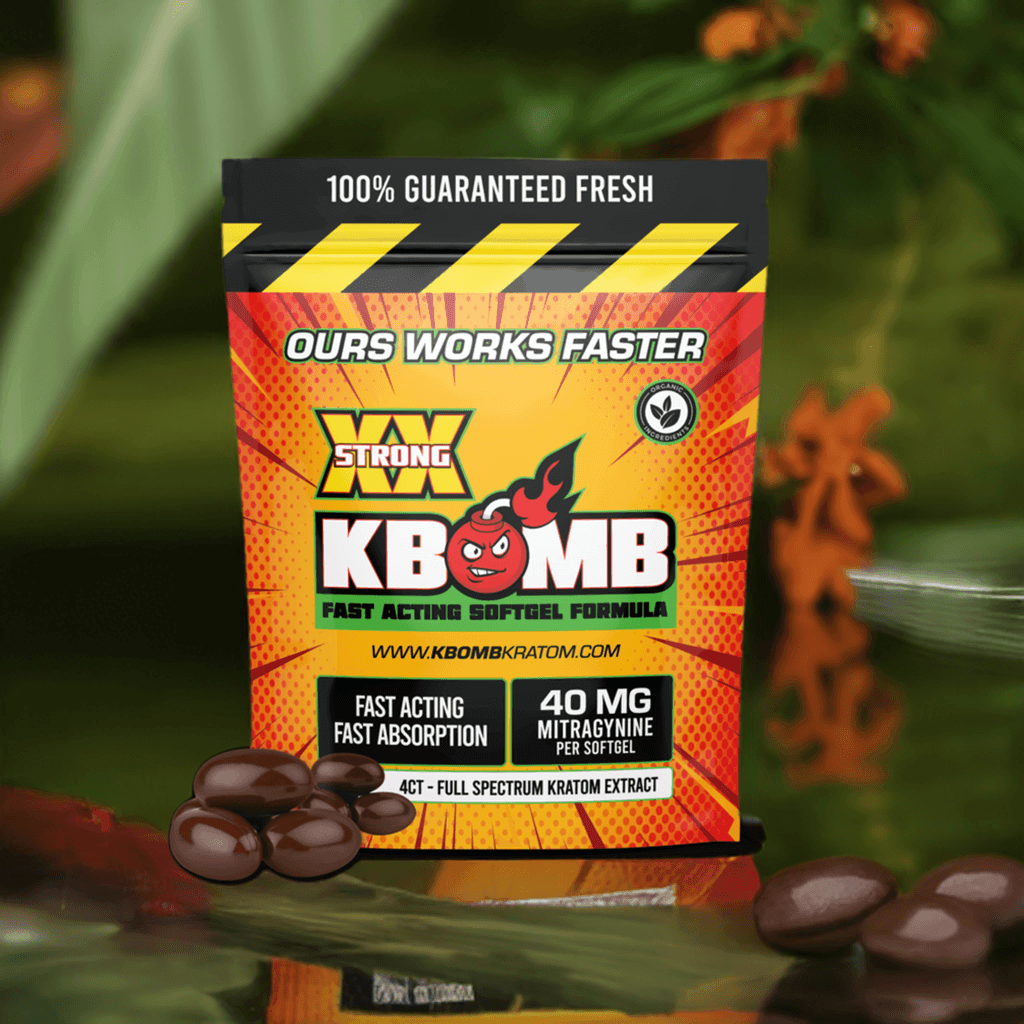 KBomb Premium 40mg Mitragynine Extract Kratom Softgels - KBomb Kratom