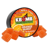 KBomb Kratom Extract Gummies in UV-protected airtight container with 15mg Mitragynine per gummy, vegan and non-GMO