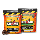KBOMB Kratom Extract Softgels bottle with natural ingredients and 40mg Mitragynine per softgel for fast relief and wellness