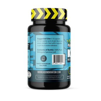 Multi-Strain White Kratom capsules in a bottle, promoting focus and balanced energy benefits