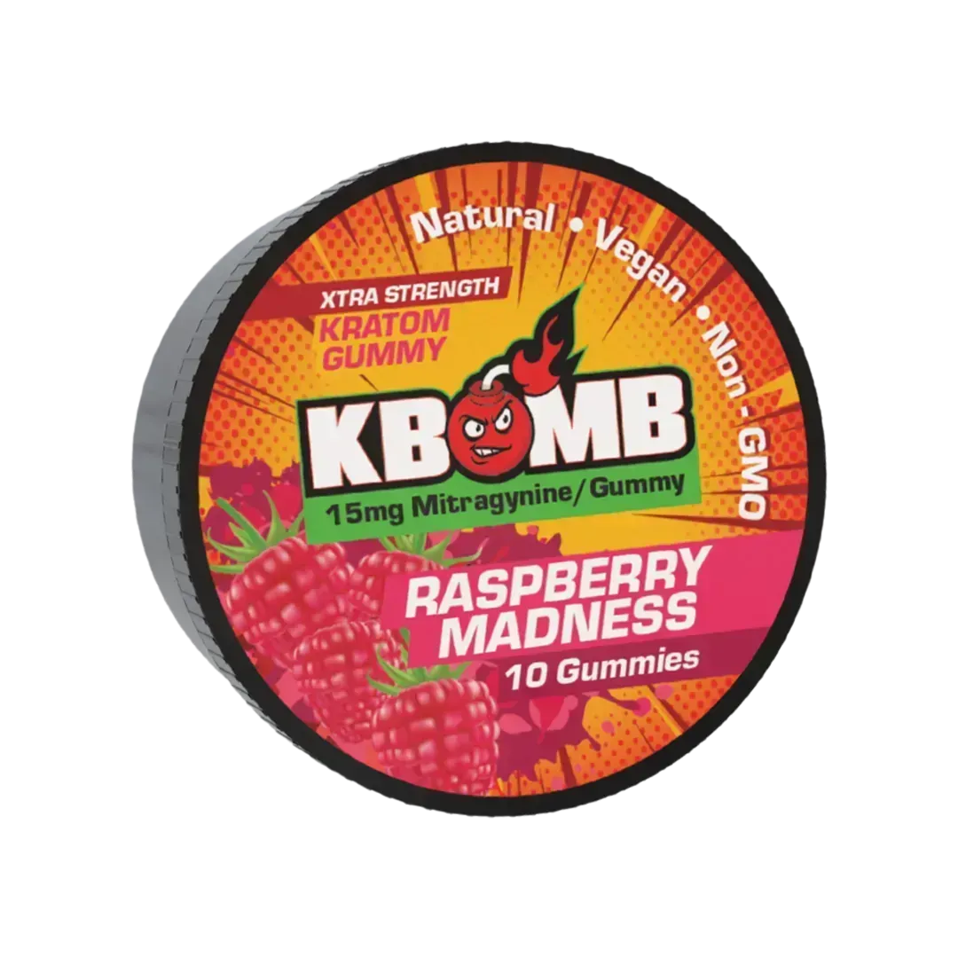 Raspberry Madness Kratom Gummies - KBomb Kratom