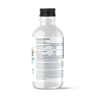 Bottle of Tropic Tonic Kava Kratom natural relaxation drink promoting calmness and well-being