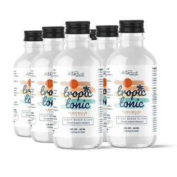 Tropic Tonic Kava Kratom beverage bottle promoting relaxation and cognitive enhancement