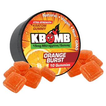 Warm & Happy Kratom Bundle by KBomb featuring Kratom shots, gummies, and softgels for mood enhancement and relief